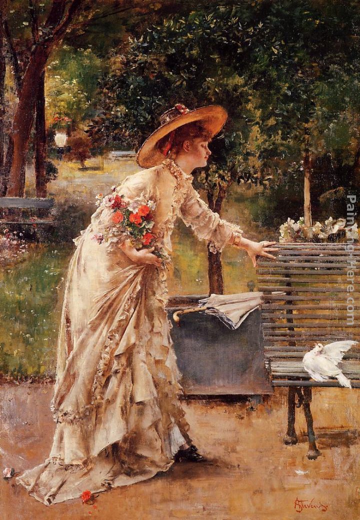 Afternoon in the Park painting - Alfred Stevens Afternoon in the Park art painting